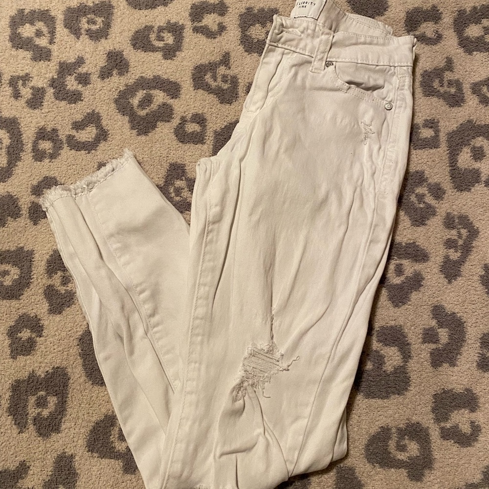 White Distressed Celebrity Pink jeans.